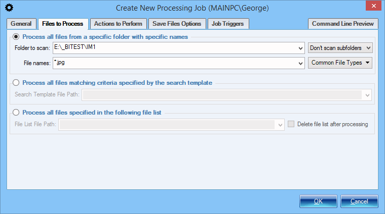 Select files to process