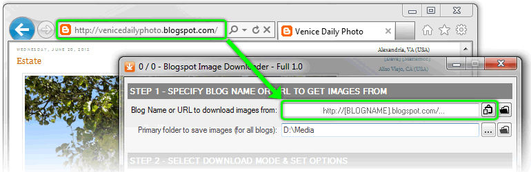 Step 1 - Copy-paste blog's URL into the program.