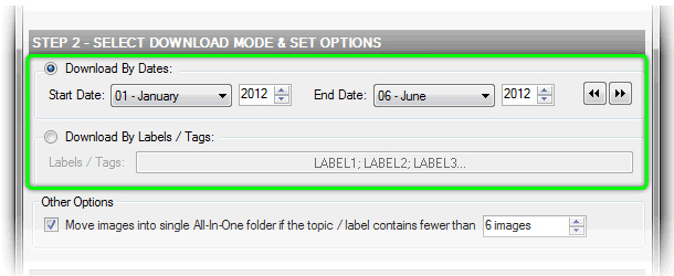 Step 2 - Specify which images you wish to download.
