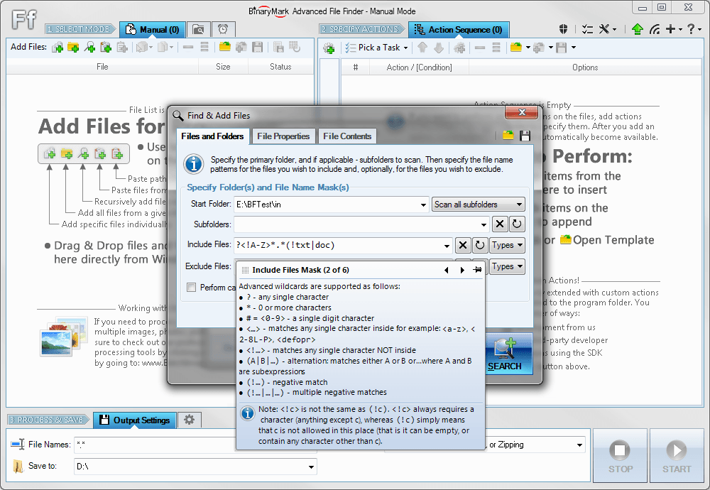 Advanced File Finder Main Window
