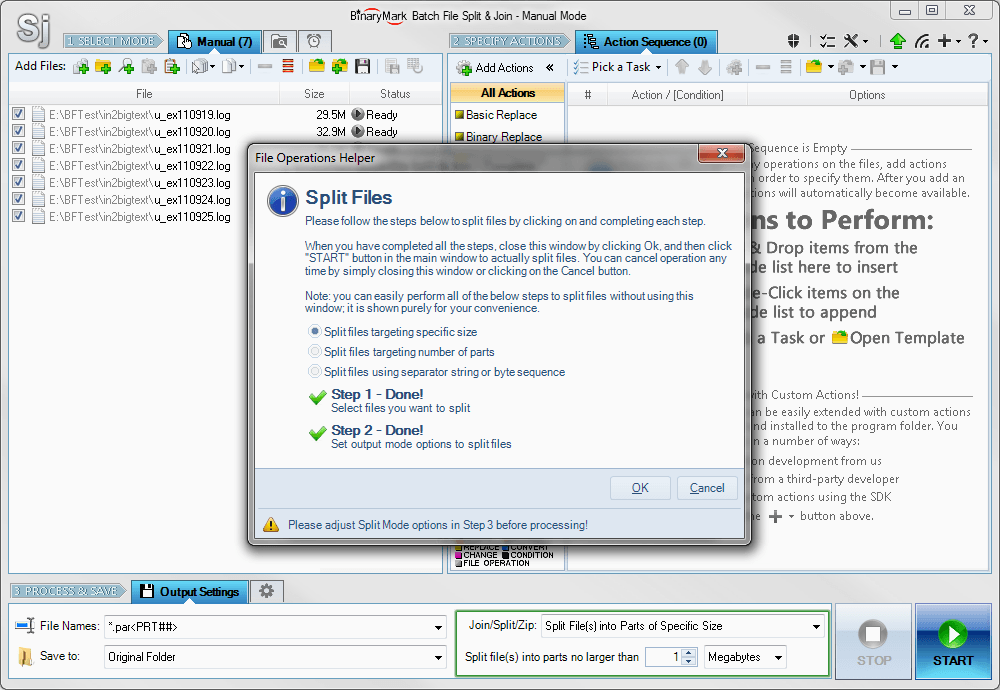 Batch File Split & Join Main Window