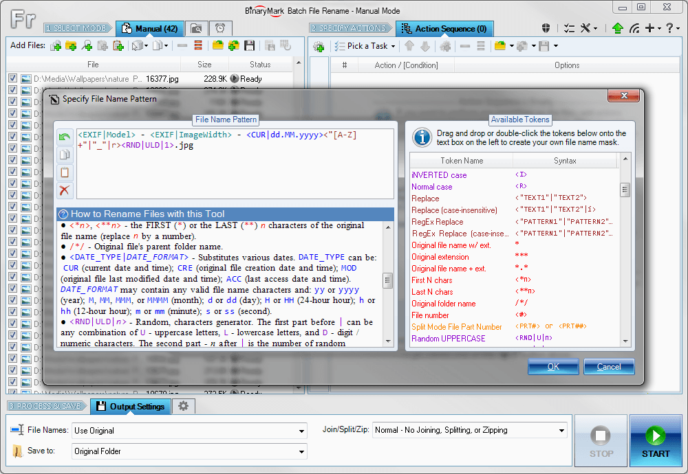Batch File Rename Main Window