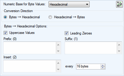 Binary / Decimal / Hexadecimal to Bytes Converter