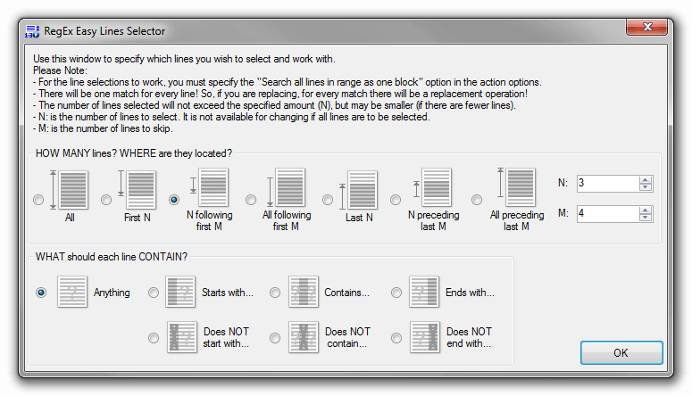 RegEx Lines Selector Tool