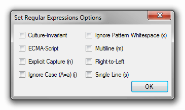 RegEx Options Dialog