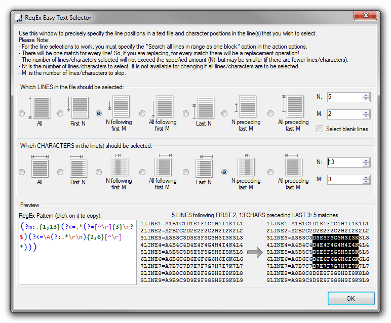 RegEx Text Selector Tool